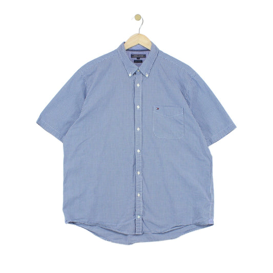 Mens Check Shirt Short Sleeve Button Down Gingham
