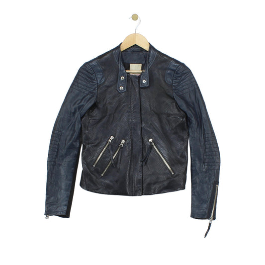 Womens Leather Jacket Biker Zip