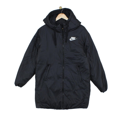 Womens Quilted Coat Hooded Full Zip Logo Winter