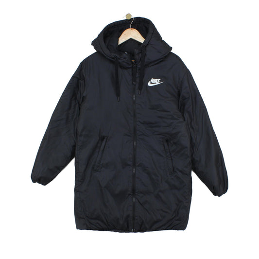 Womens Quilted Coat Hooded Full Zip Logo Winter