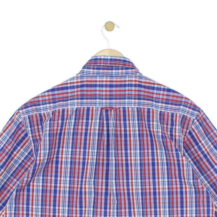 Mens Plaid Shirt Button Up Short Sleeve