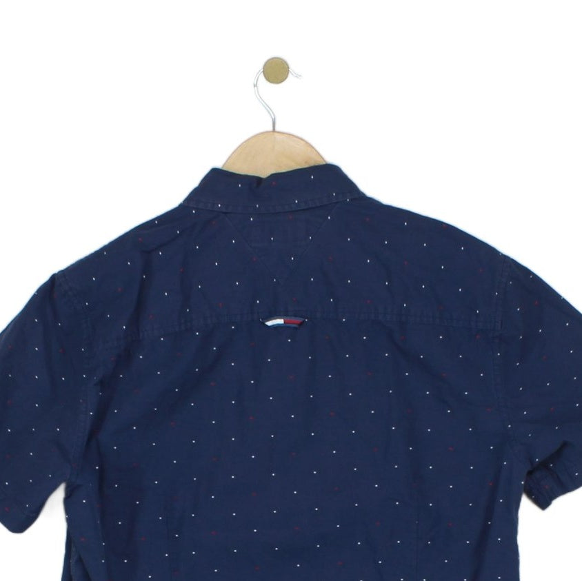 Mens Polka Dot Shirt Short Sleeve Slim Button Up