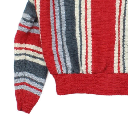 Womens Cardigan Striped Ribbed Knit Button Wool