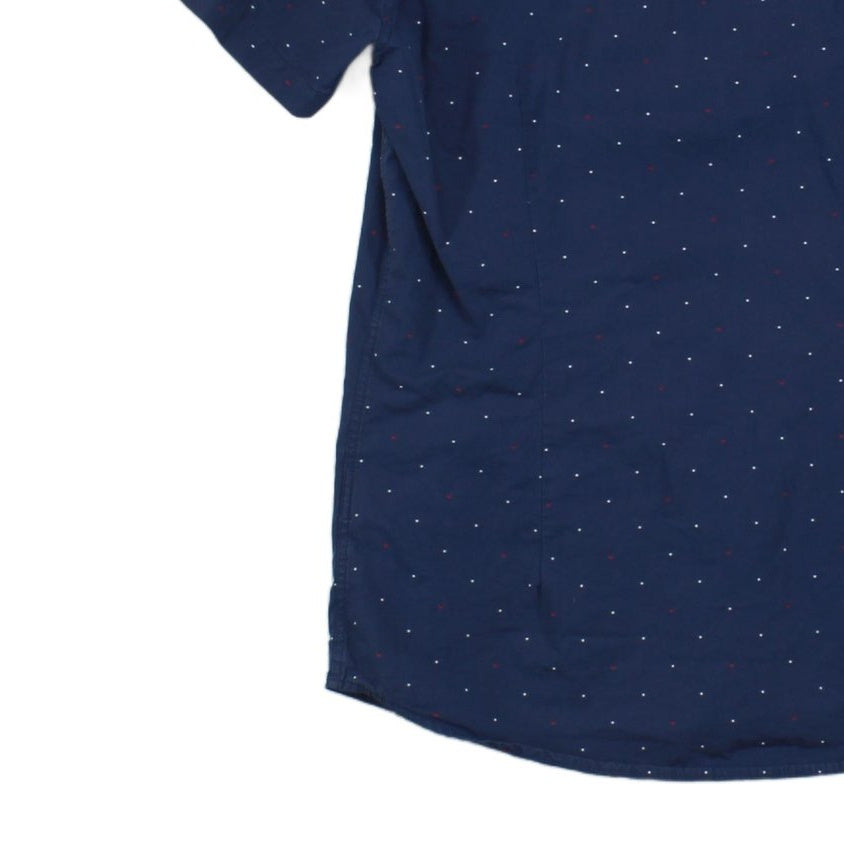 Mens Polka Dot Shirt Short Sleeve Slim Button Up