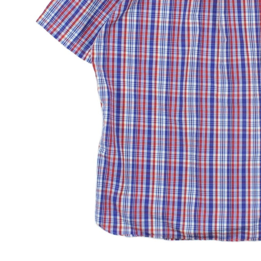 Mens Plaid Shirt Button Up Short Sleeve