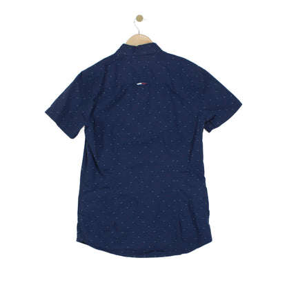 Mens Polka Dot Shirt Short Sleeve Slim Button Up