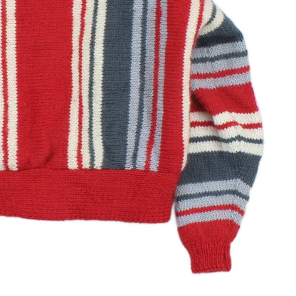 Womens Cardigan Striped Ribbed Knit Button Wool