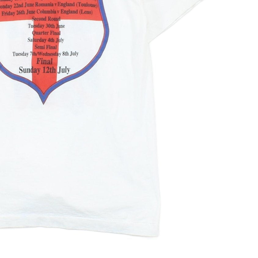 Mens England Football Shirt France 98 Single Stitch