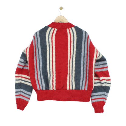 Womens Cardigan Striped Ribbed Knit Button Wool