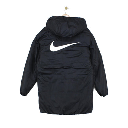 Womens Quilted Coat Hooded Full Zip Logo Winter
