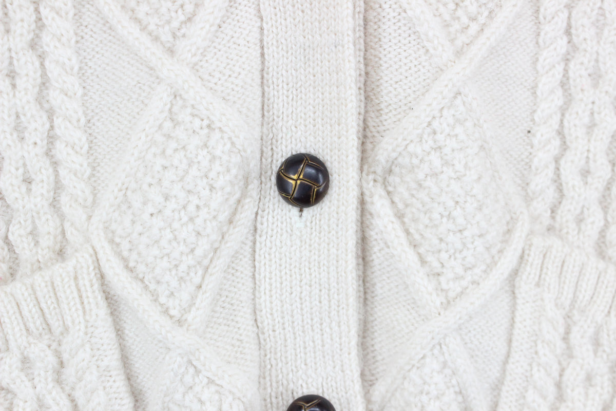 Womens Cardigan Cable Knit Button Wool
