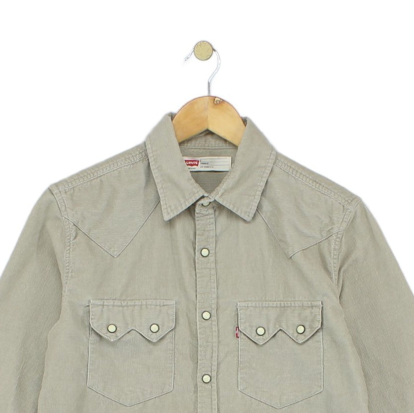 Mens Corduroy Shirt Button Up Long Sleeve Western