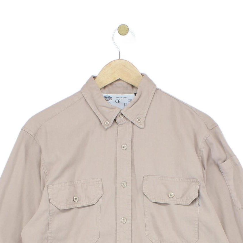 Mens Workwear Shirt Long Sleeve Button Up Safari
