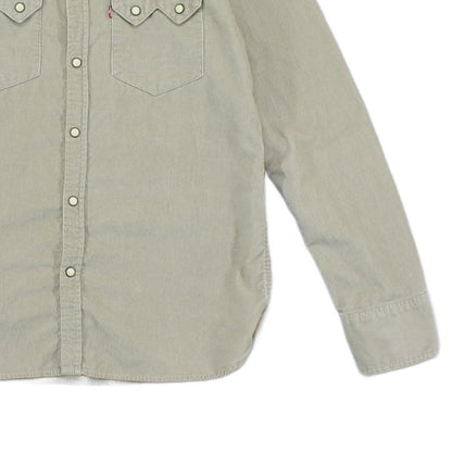 Mens Corduroy Shirt Button Up Long Sleeve Western