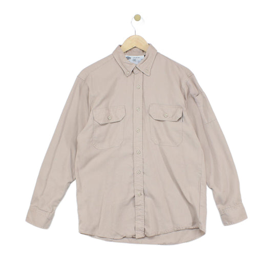 Mens Workwear Shirt Long Sleeve Button Up Safari