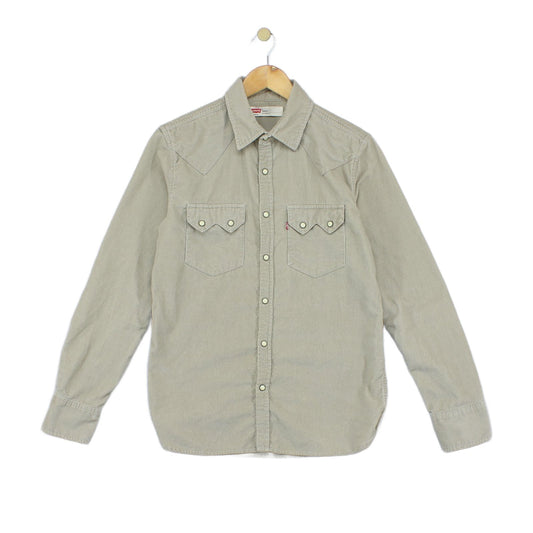 Mens Corduroy Shirt Button Up Long Sleeve Western