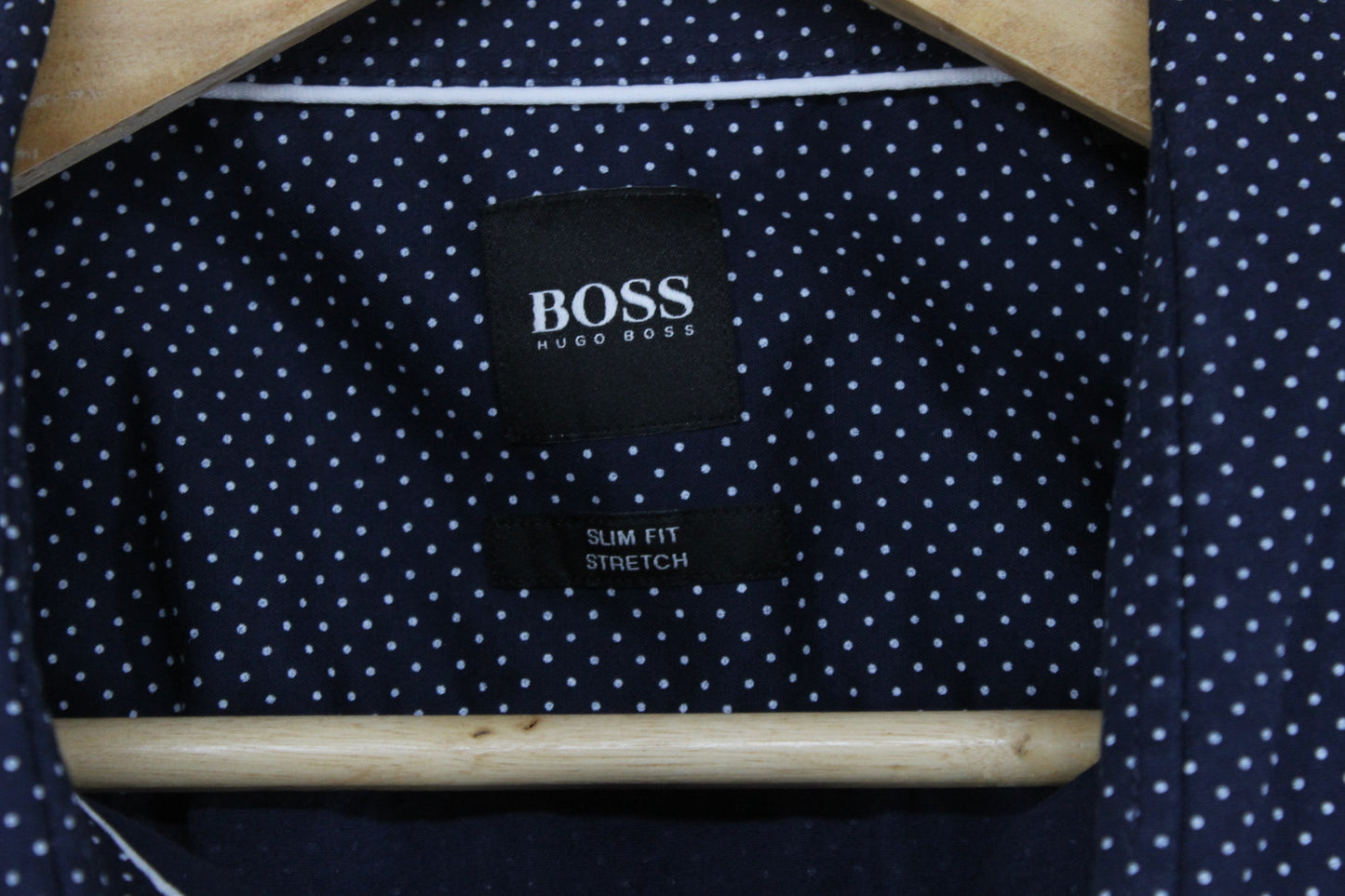 Mens Polka Dot Shirt Stretch Slim Fit Button Up