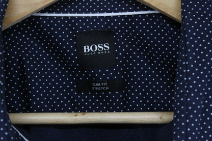 Mens Polka Dot Shirt Stretch Slim Fit Button Up