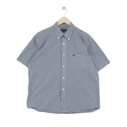 Mens Check Shirt Short Sleeve Button Down