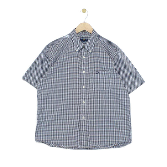 Mens Check Shirt Short Sleeve Button Down