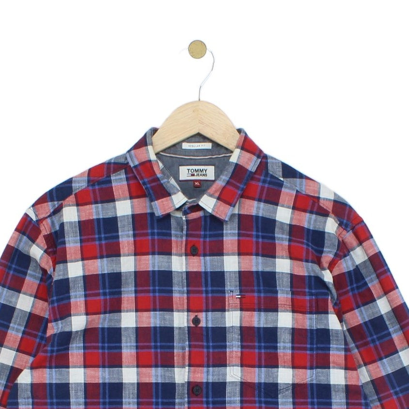 Mens Plaid Shirt Button Up Long Sleeve