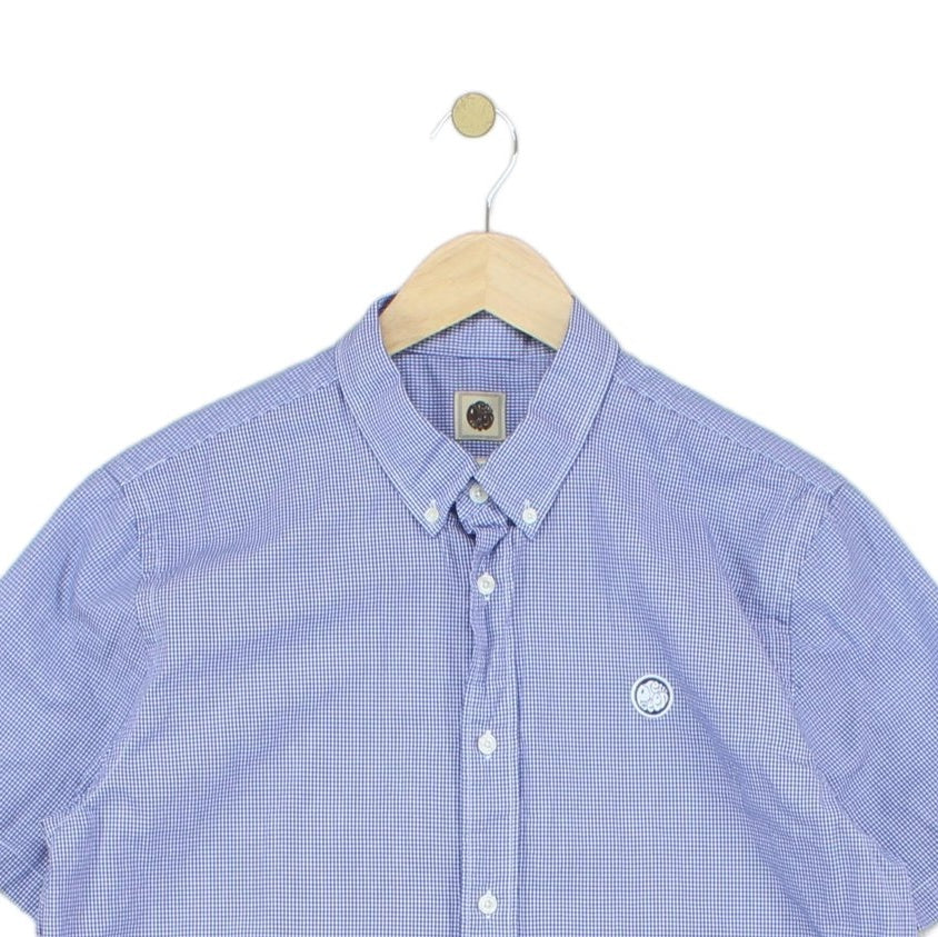 Mens Check Shirt Classic Short Sleeve Button Up