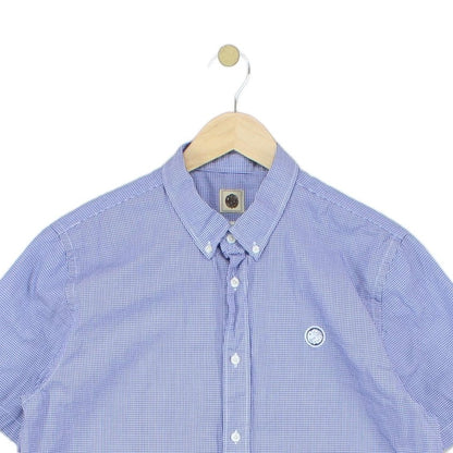 Mens Check Shirt Classic Short Sleeve Button Up