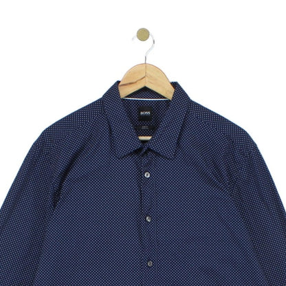 Mens Polka Dot Shirt Stretch Slim Fit Button Up