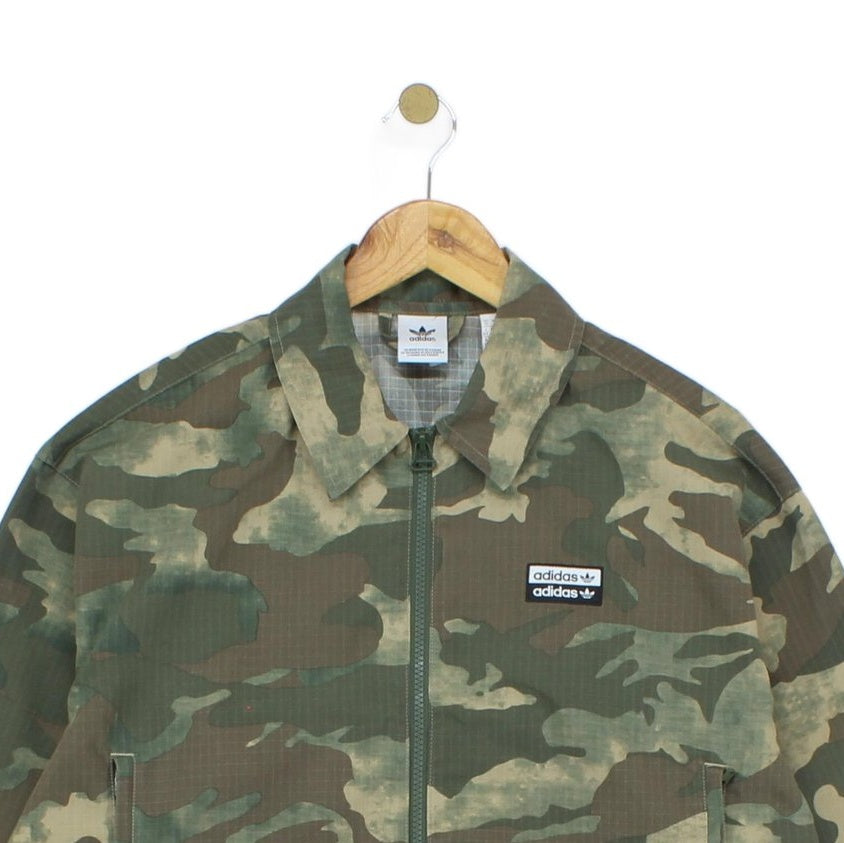 Womens Camo Jacket Streetwear Full Zip Relaxed Cropped