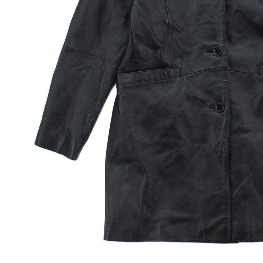 Mens Leather Trench Coat Single Breasted