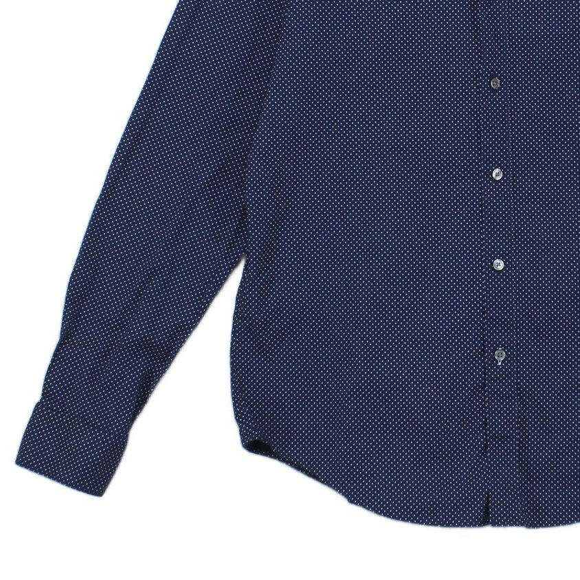 Mens Polka Dot Shirt Stretch Slim Fit Button Up