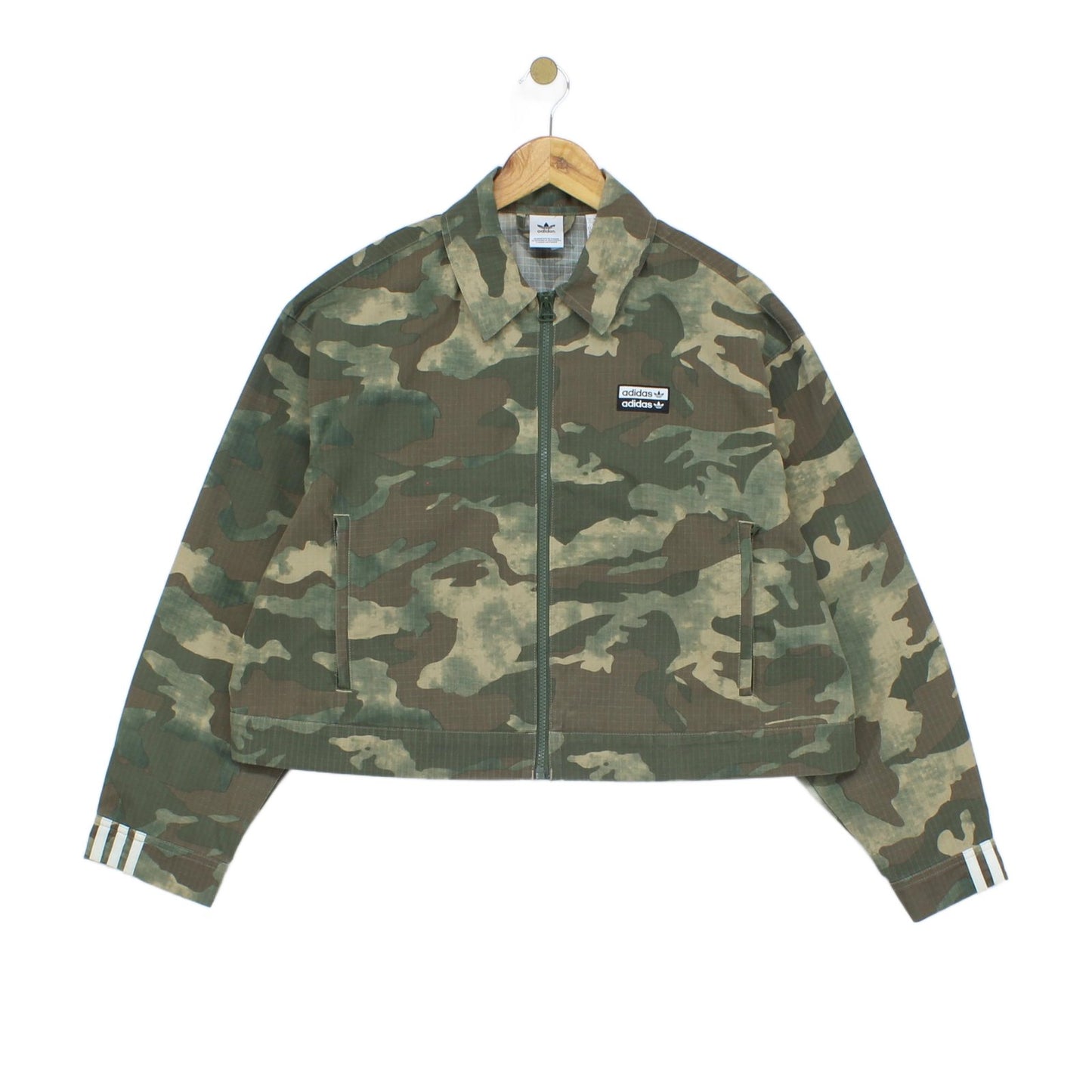 Womens Camo Jacket Streetwear Full Zip Relaxed Cropped