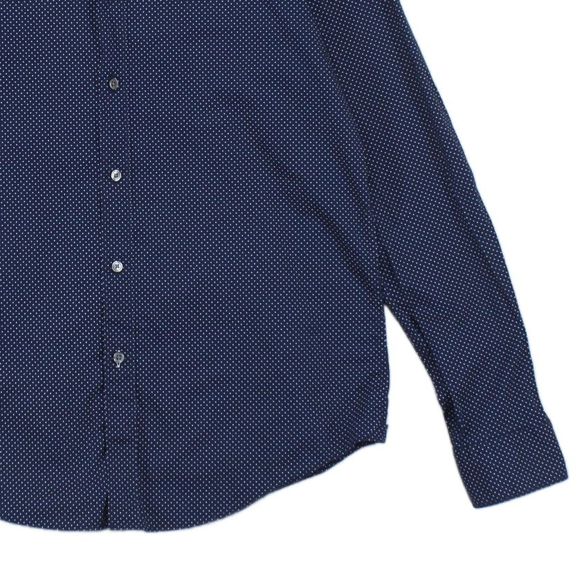 Mens Polka Dot Shirt Stretch Slim Fit Button Up