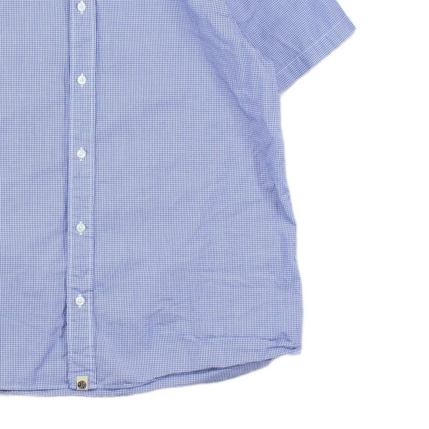 Mens Check Shirt Classic Short Sleeve Button Up