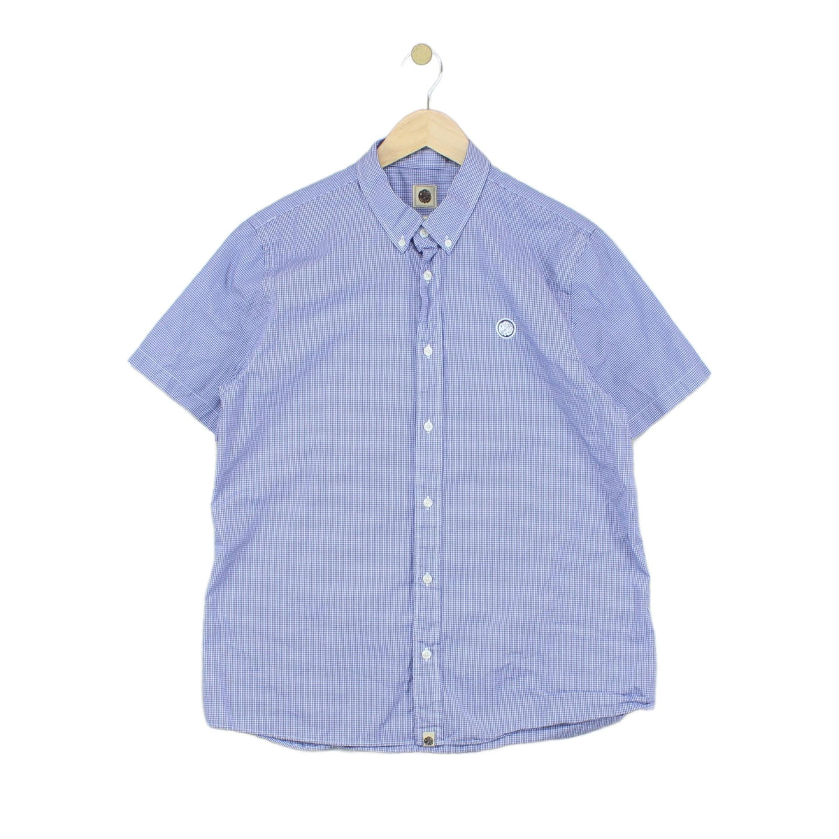 Mens Check Shirt Classic Short Sleeve Button Up