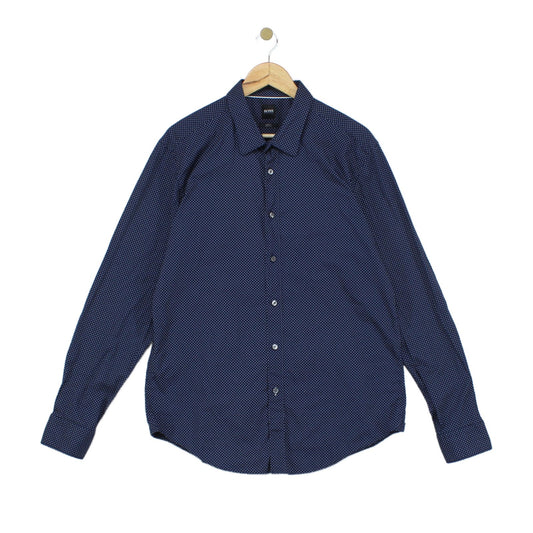 Mens Polka Dot Shirt Stretch Slim Fit Button Up
