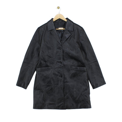 Mens Leather Trench Coat Single Breasted
