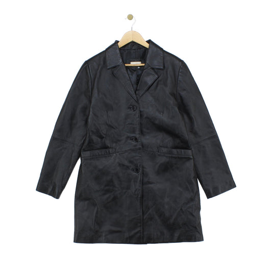 Mens Leather Trench Coat Single Breasted