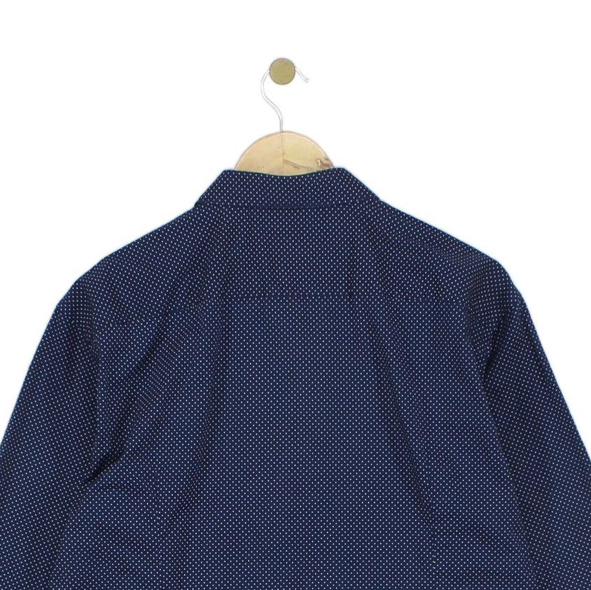 Mens Polka Dot Shirt Stretch Slim Fit Button Up