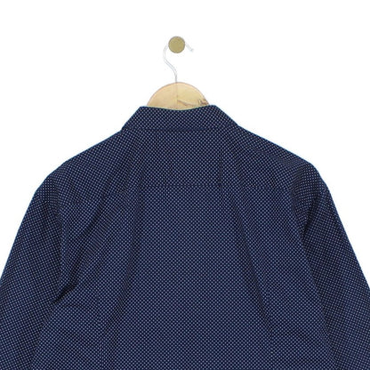 Mens Polka Dot Shirt Stretch Slim Fit Button Up