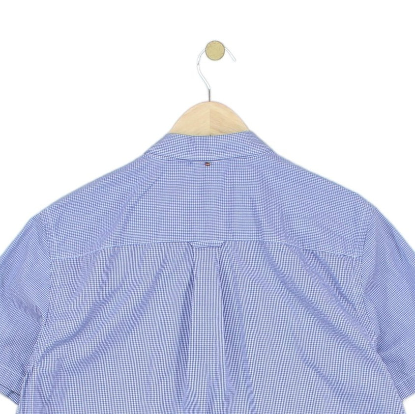 Mens Check Shirt Classic Short Sleeve Button Up
