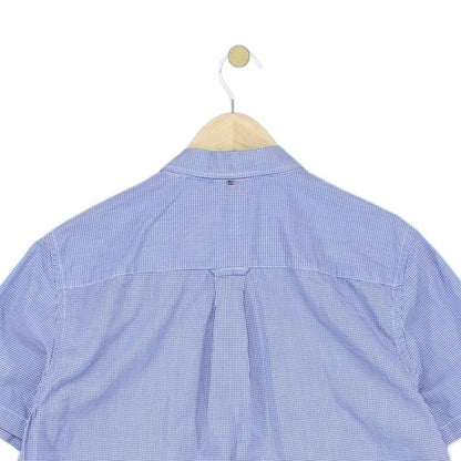 Mens Check Shirt Classic Short Sleeve Button Up