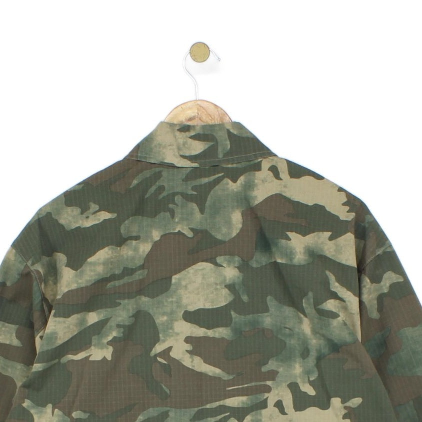 Womens Camo Jacket Streetwear Full Zip Relaxed Cropped