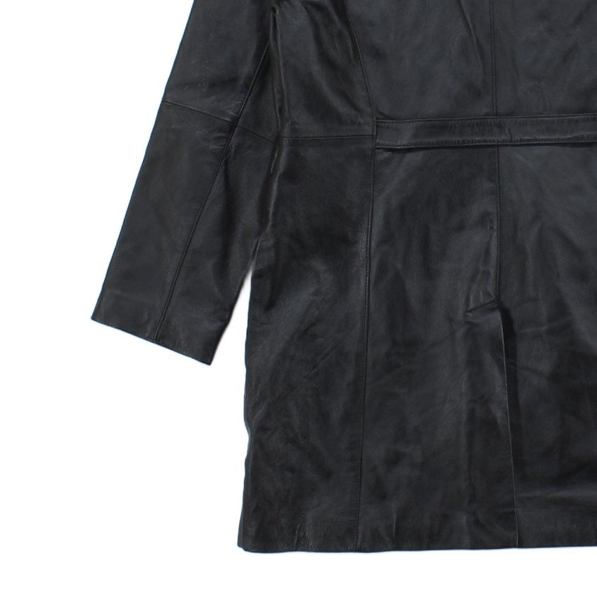 Mens Leather Trench Coat Single Breasted