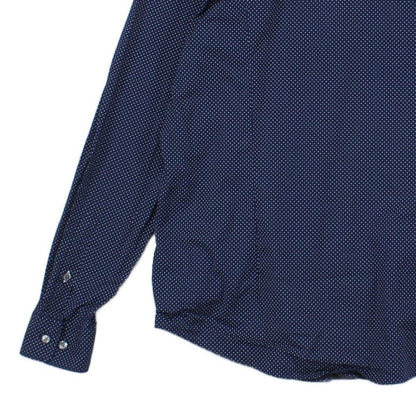 Mens Polka Dot Shirt Stretch Slim Fit Button Up