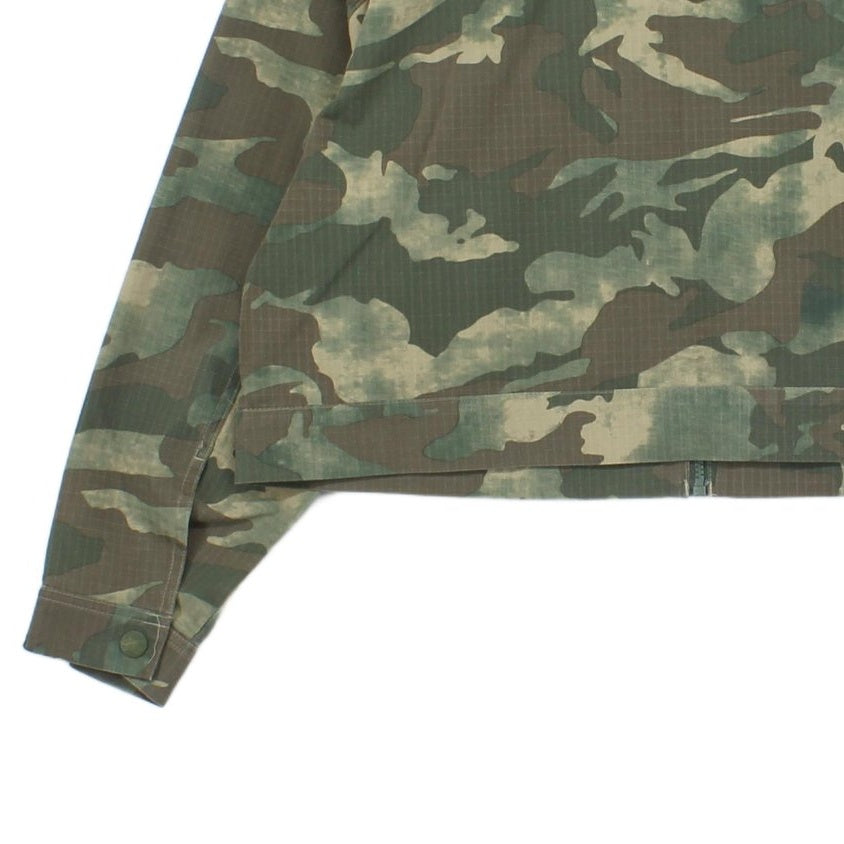 Womens Camo Jacket Streetwear Full Zip Relaxed Cropped