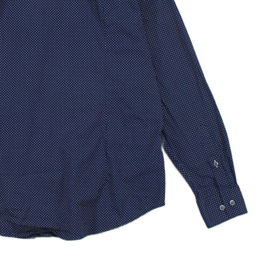 Mens Polka Dot Shirt Stretch Slim Fit Button Up