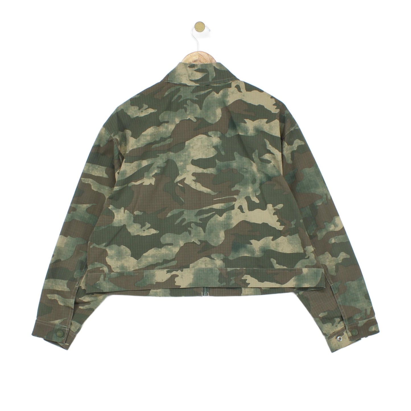 Womens Camo Jacket Streetwear Full Zip Relaxed Cropped