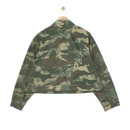 Womens Camo Jacket Streetwear Full Zip Relaxed Cropped