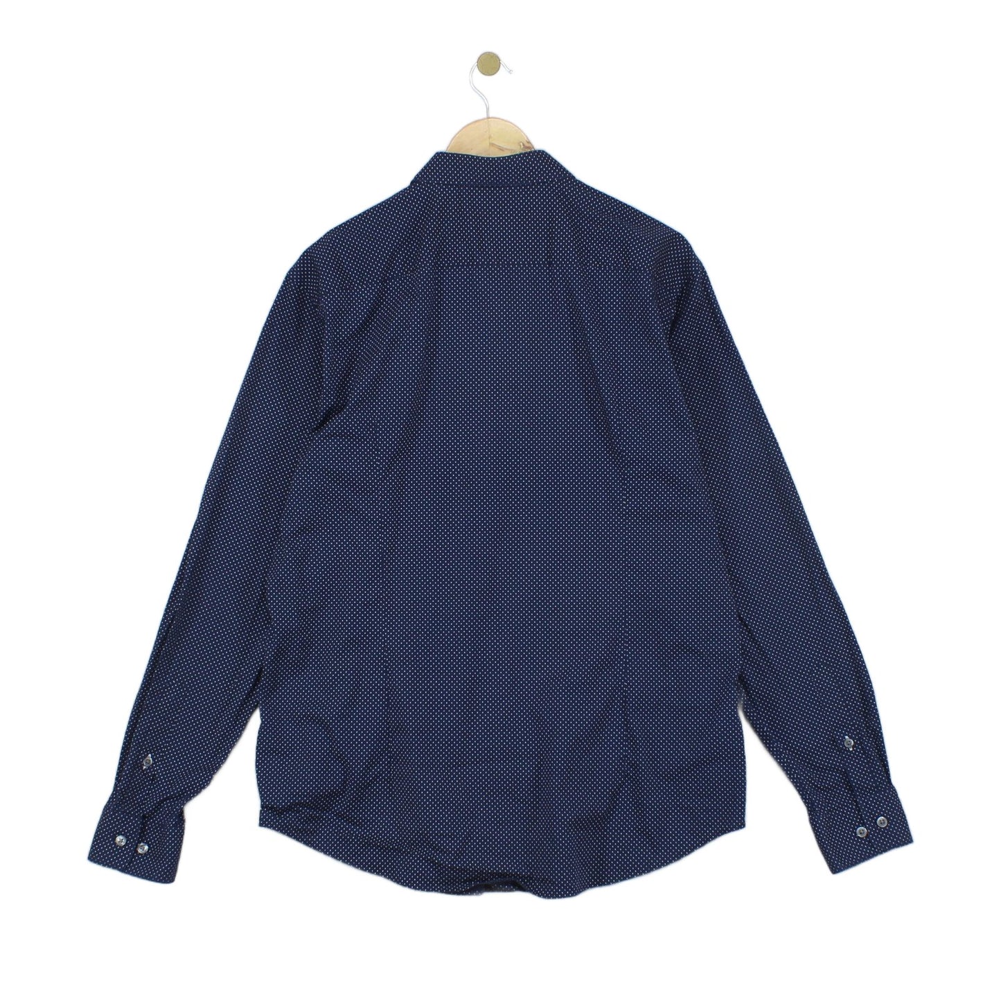 Mens Polka Dot Shirt Stretch Slim Fit Button Up